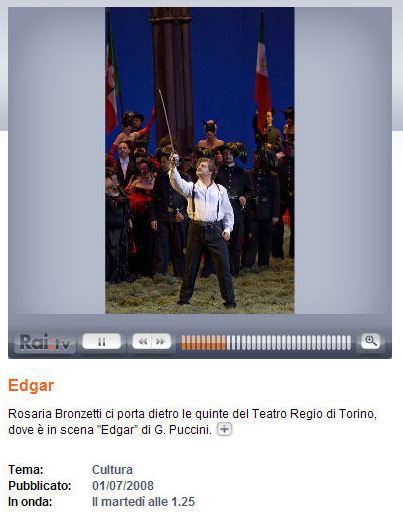 Edgar in 4 Acts starring Jos Cura - Turin 2008 DVD 2009 Bologna 2010